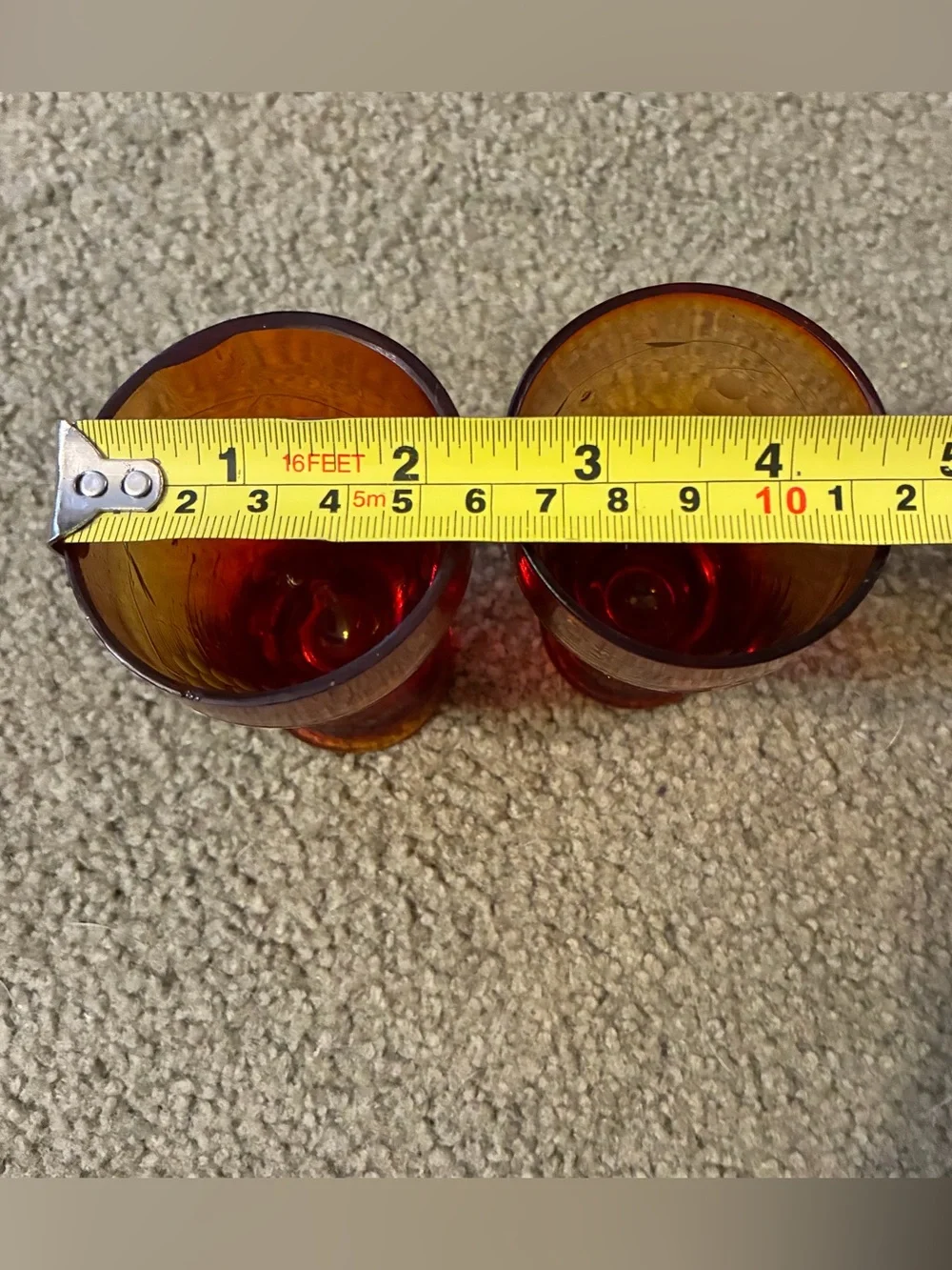 Set Of 2 Amber to Ruby Ombre Drinking Glass Tumbler Pair Unique Glow
